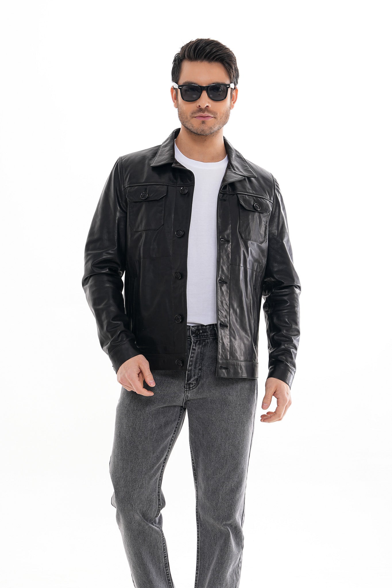 The Azzuro Black Leather Jacket Universal Fit
