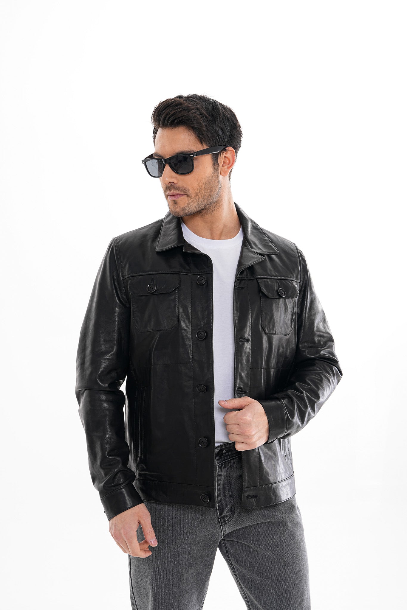 The Azzuro Black Leather Jacket Universal Fit