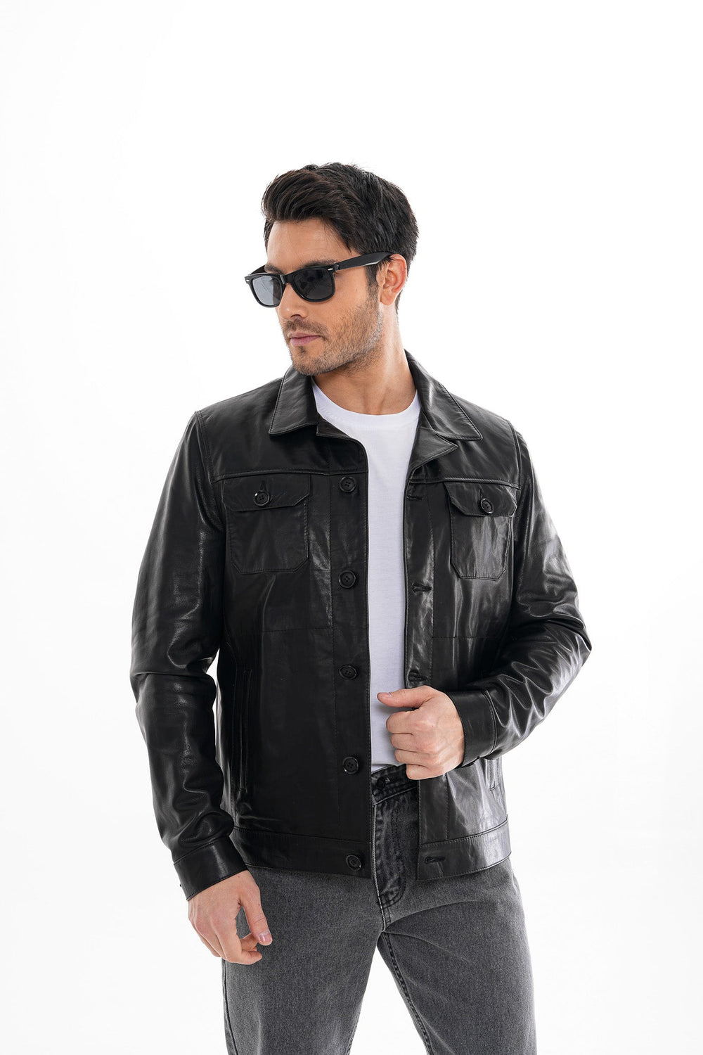 The Azzuro Black Leather Jacket Universal Fit