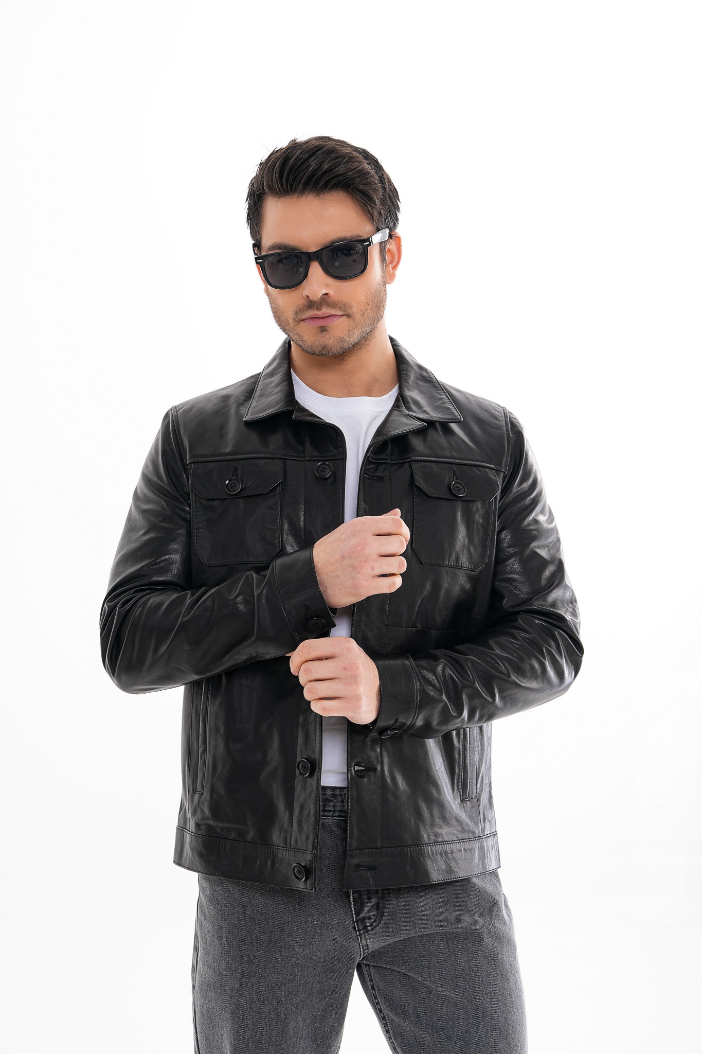 The Azzuro Black Leather Jacket Universal Fit
