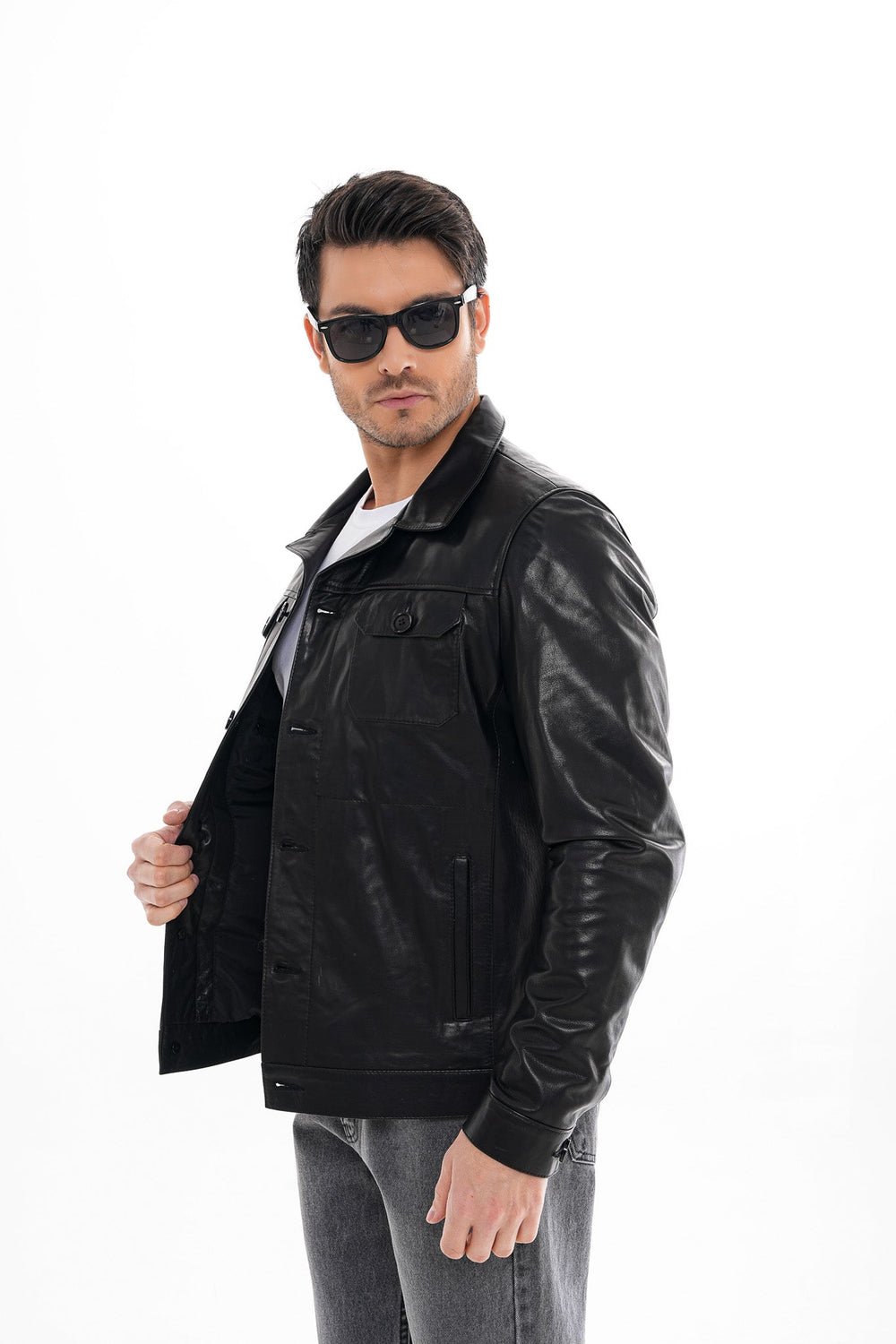 The Azzuro Black Leather Jacket Universal Fit