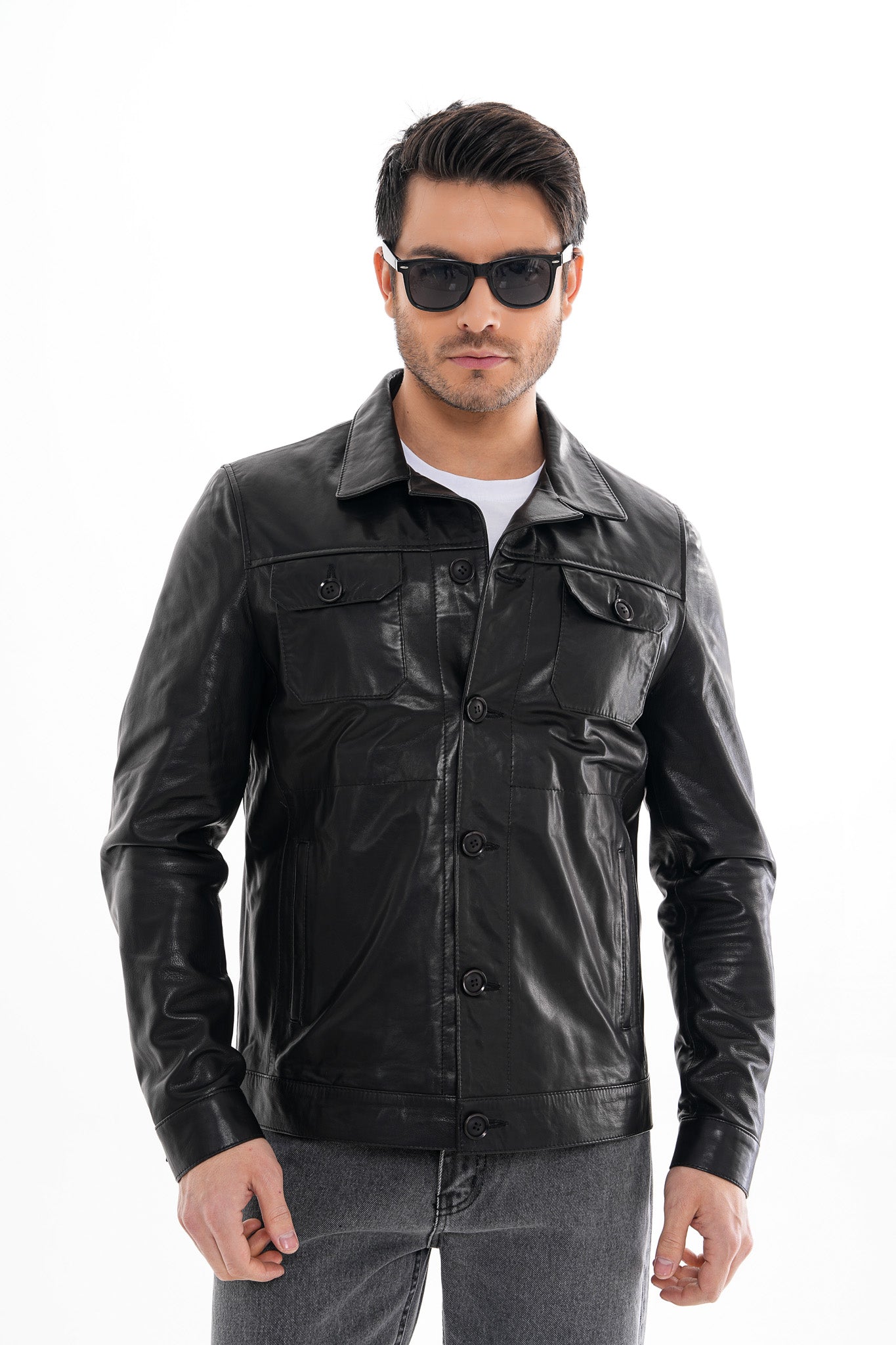 The Azzuro Black Leather Jacket Universal Fit