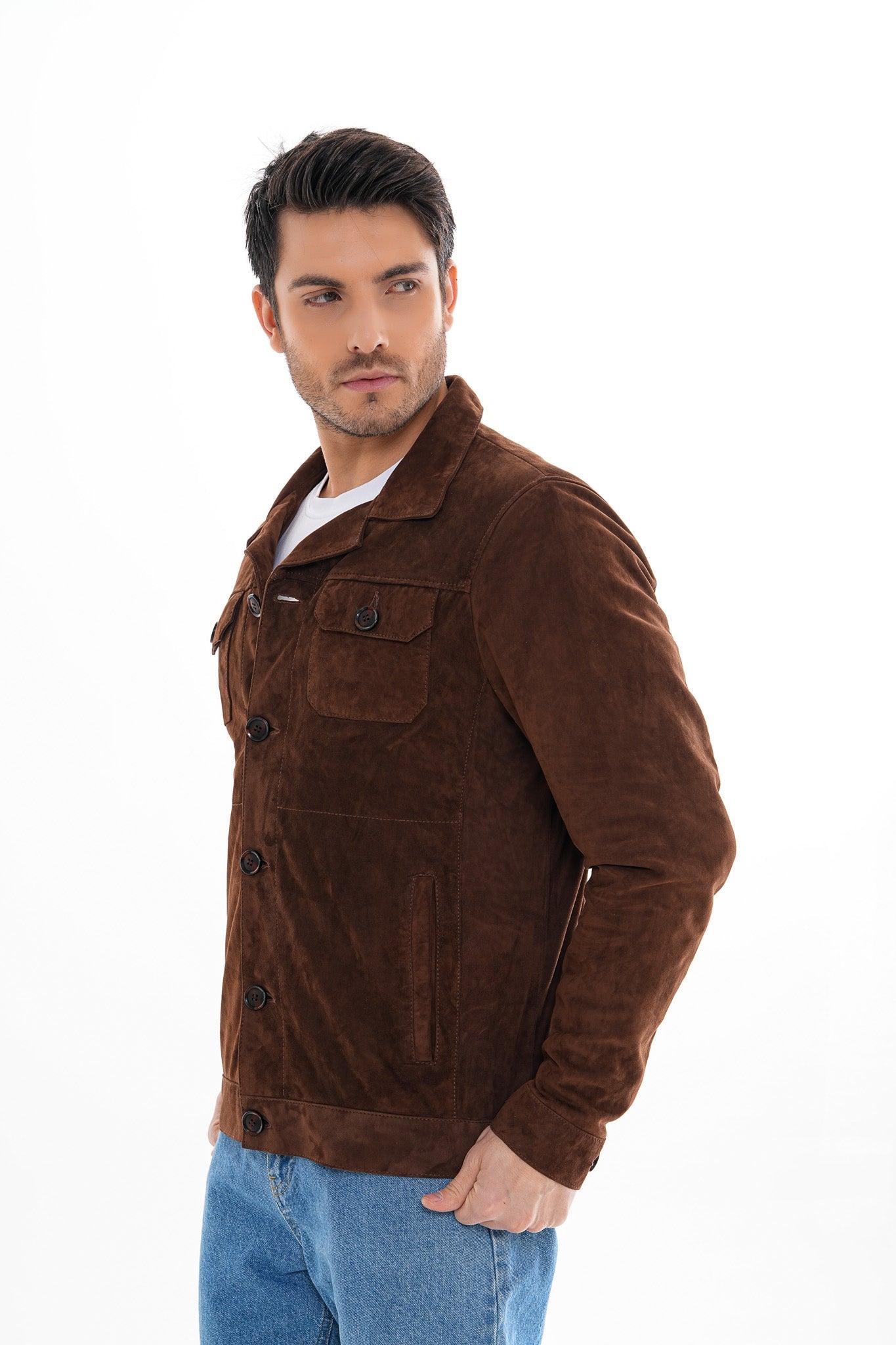 The Azzuro Suede Brown Leather Jacket Fine Craftsmanship