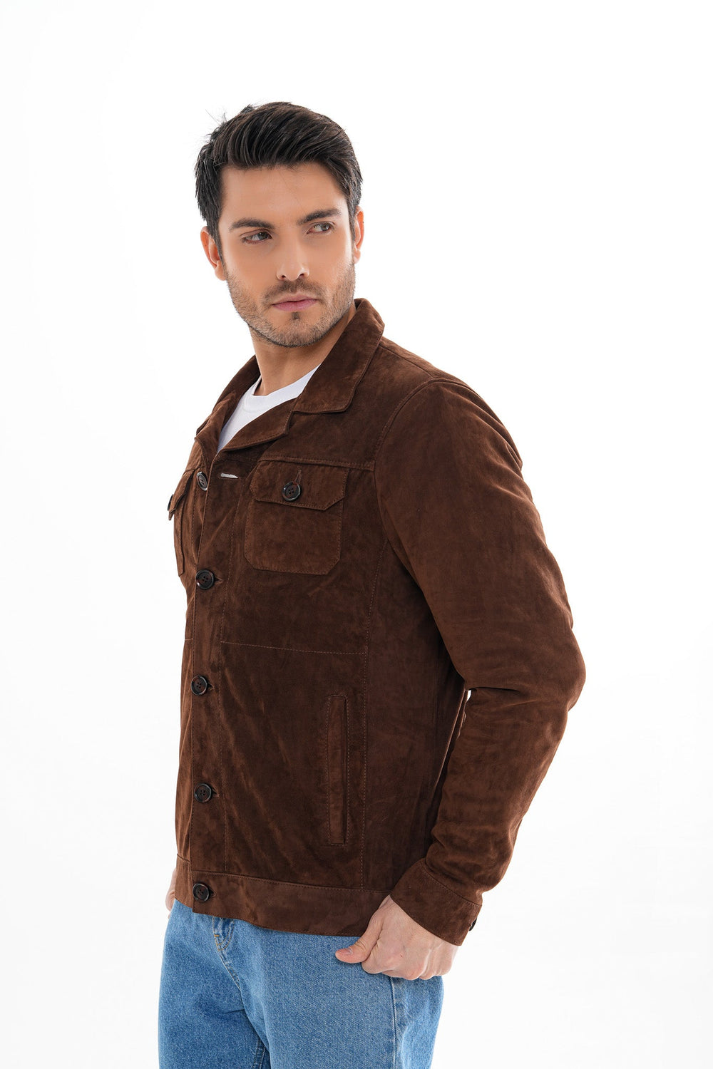 The Azzuro Suede Brown Leather Jacket Fine Craftsmanship