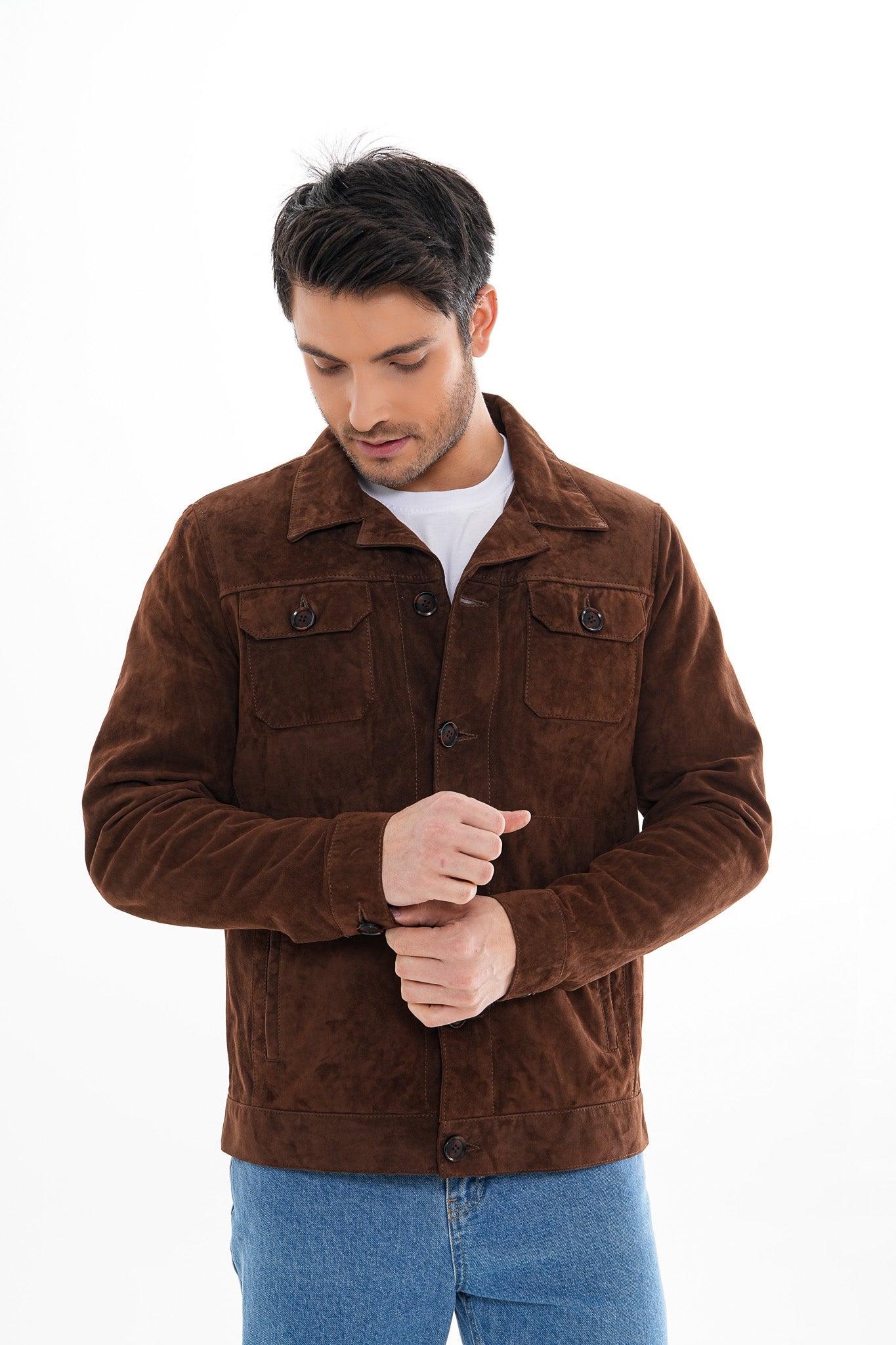 The Azzuro Suede Brown Leather Jacket Fine Craftsmanship