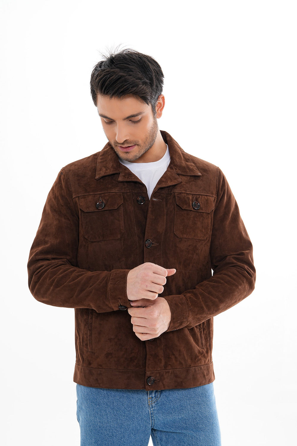 The Azzuro Suede Brown Leather Jacket Fine Craftsmanship