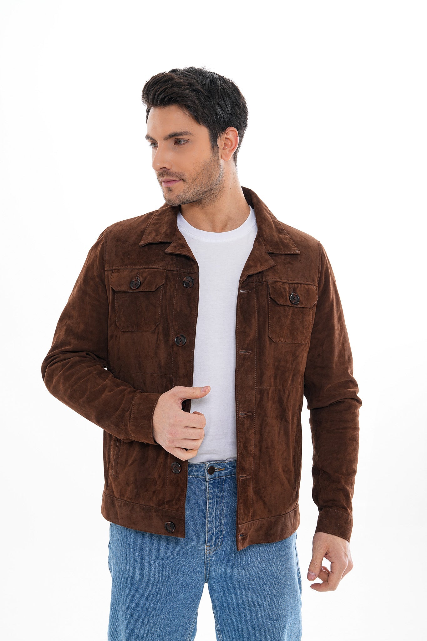 The Azzuro Suede Brown Leather Jacket Fine Craftsmanship
