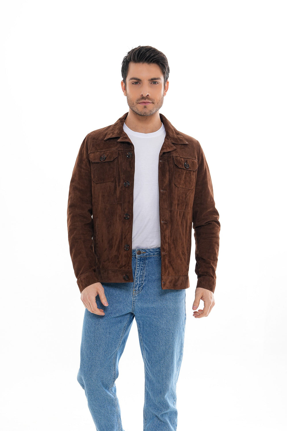 The Azzuro Suede Brown Leather Jacket Fine Craftsmanship