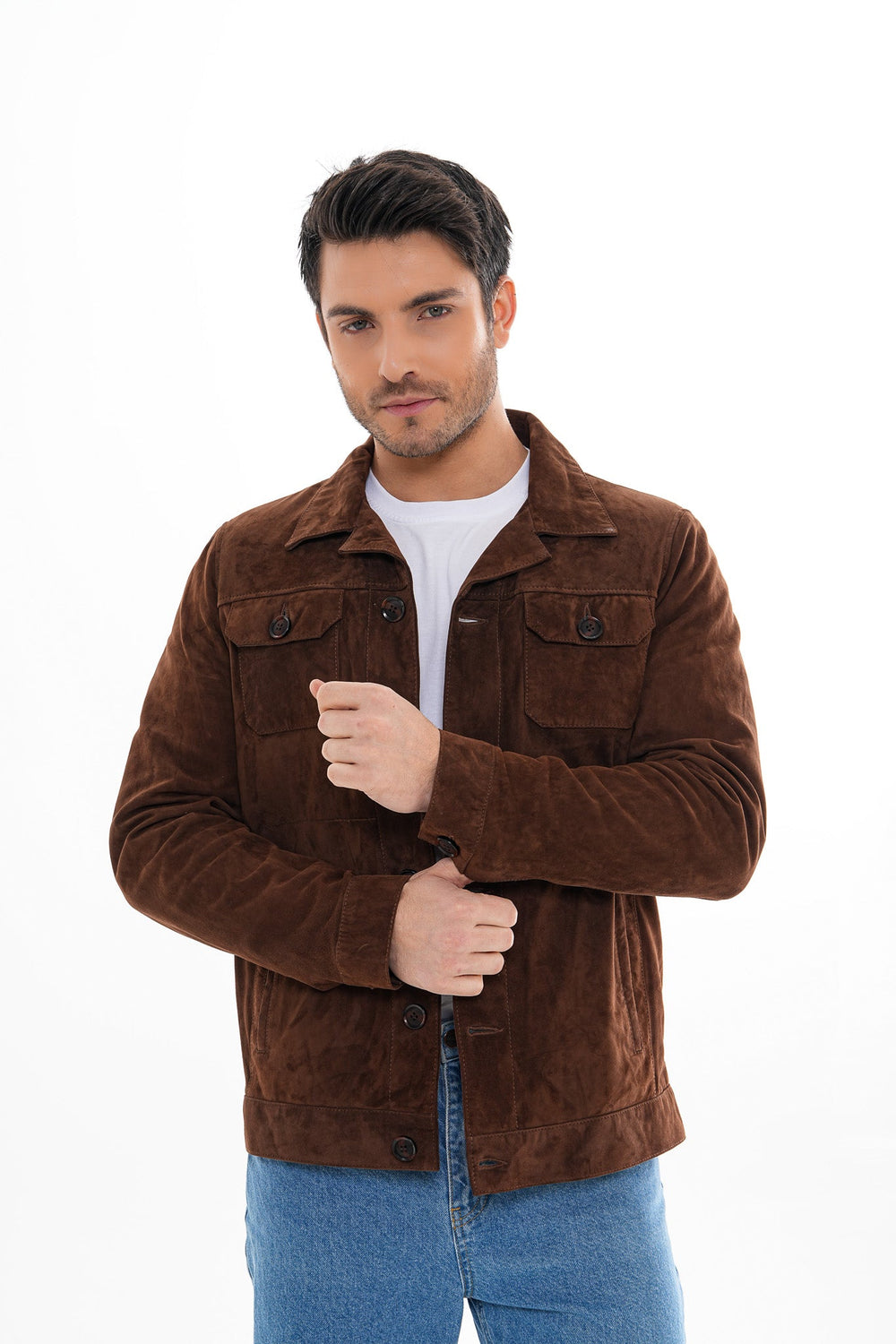 The Azzuro Suede Brown Leather Jacket Fine Craftsmanship