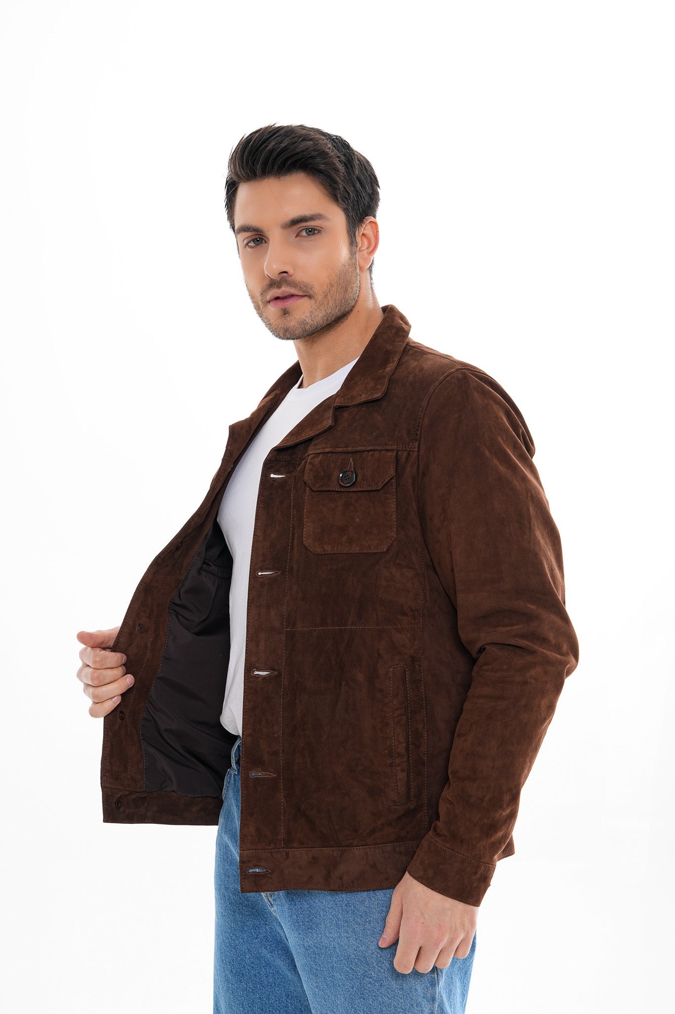 The Azzuro Suede Brown Leather Jacket Fine Craftsmanship