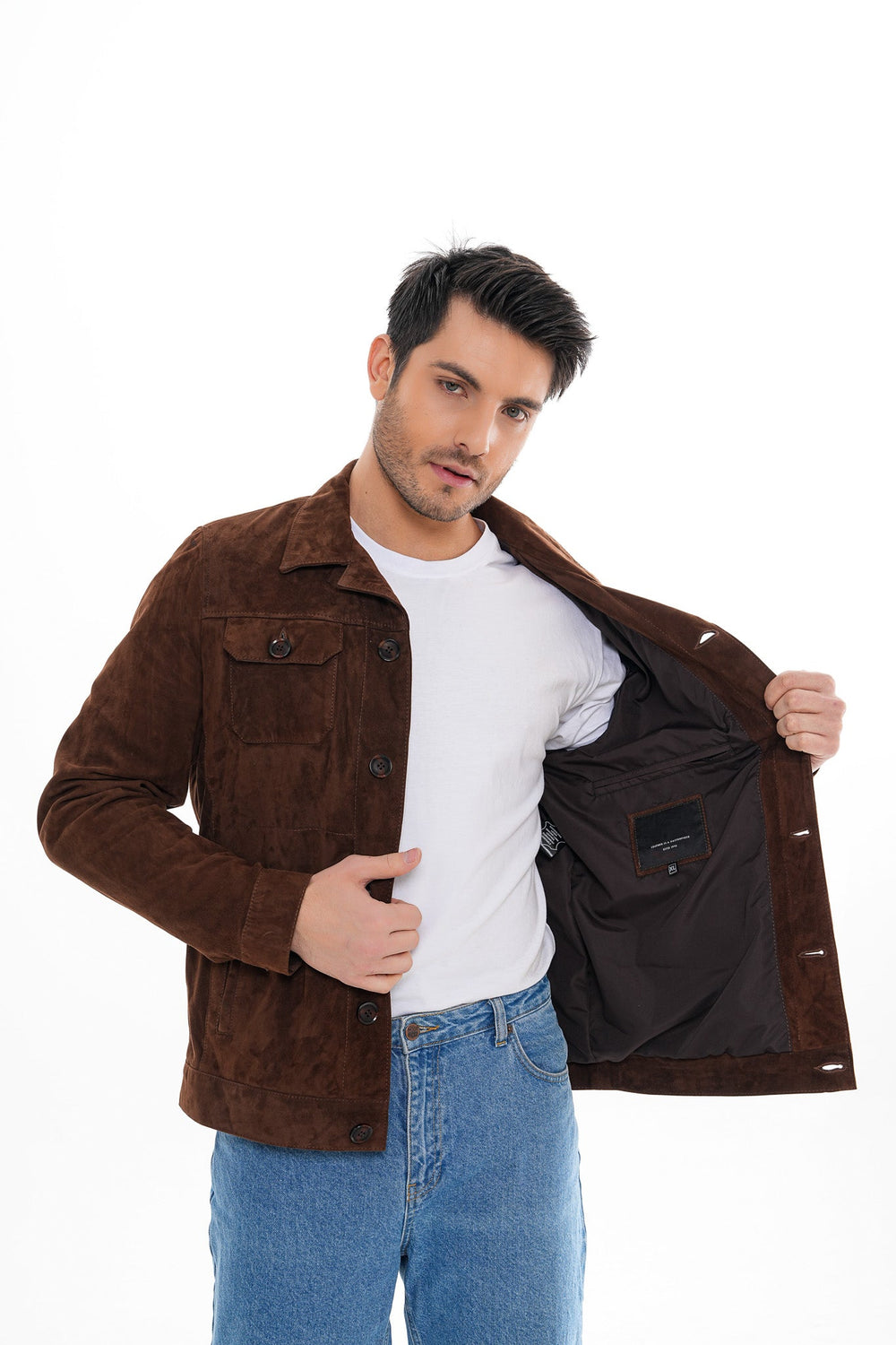 The Azzuro Suede Brown Leather Jacket Fine Craftsmanship