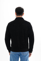 The Azzuro Suede Black Leather Jacket Exclusive Style