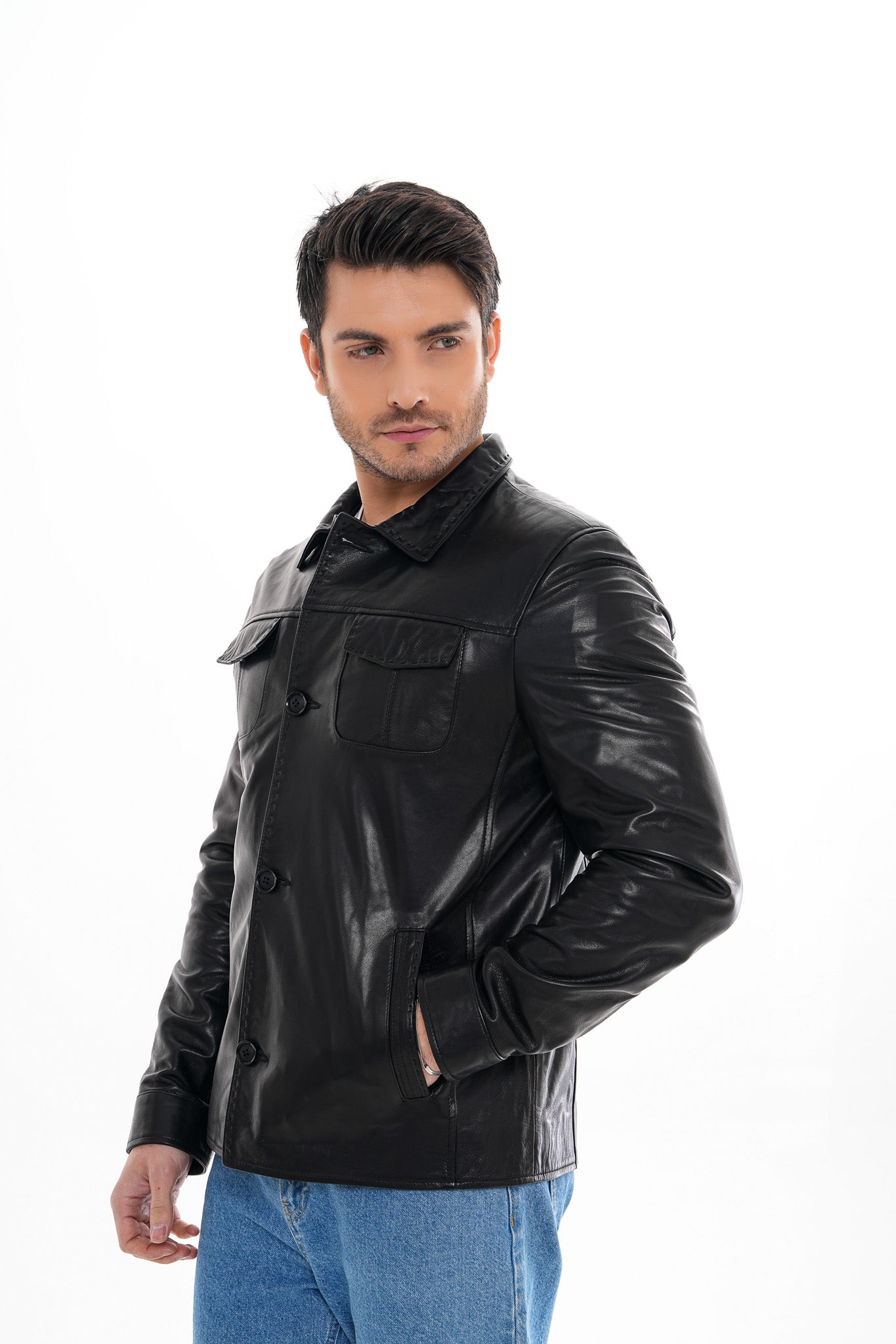 The Mantua Black Leather Jacket For Sale