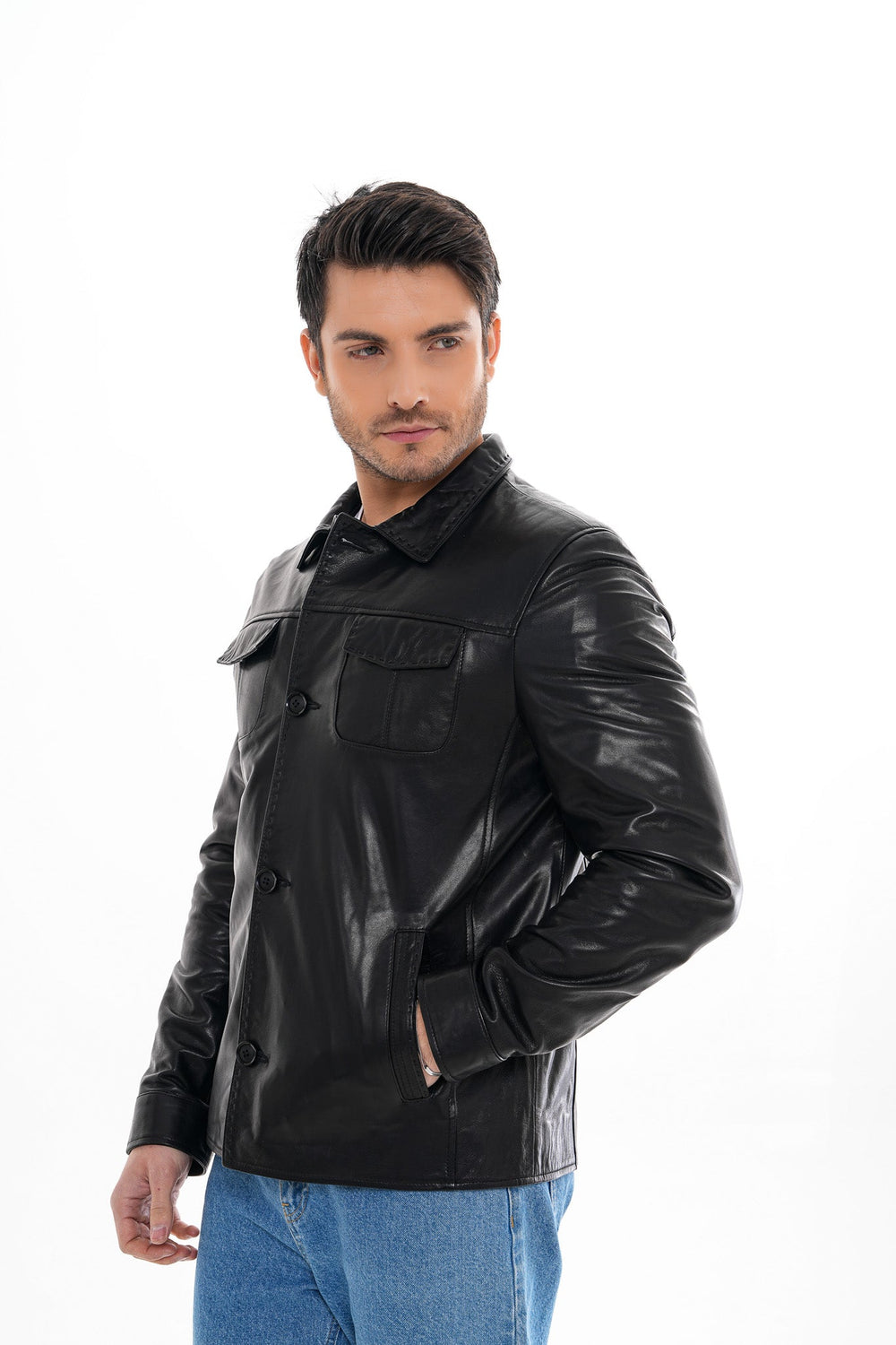 The Mantua Black Leather Jacket For Sale