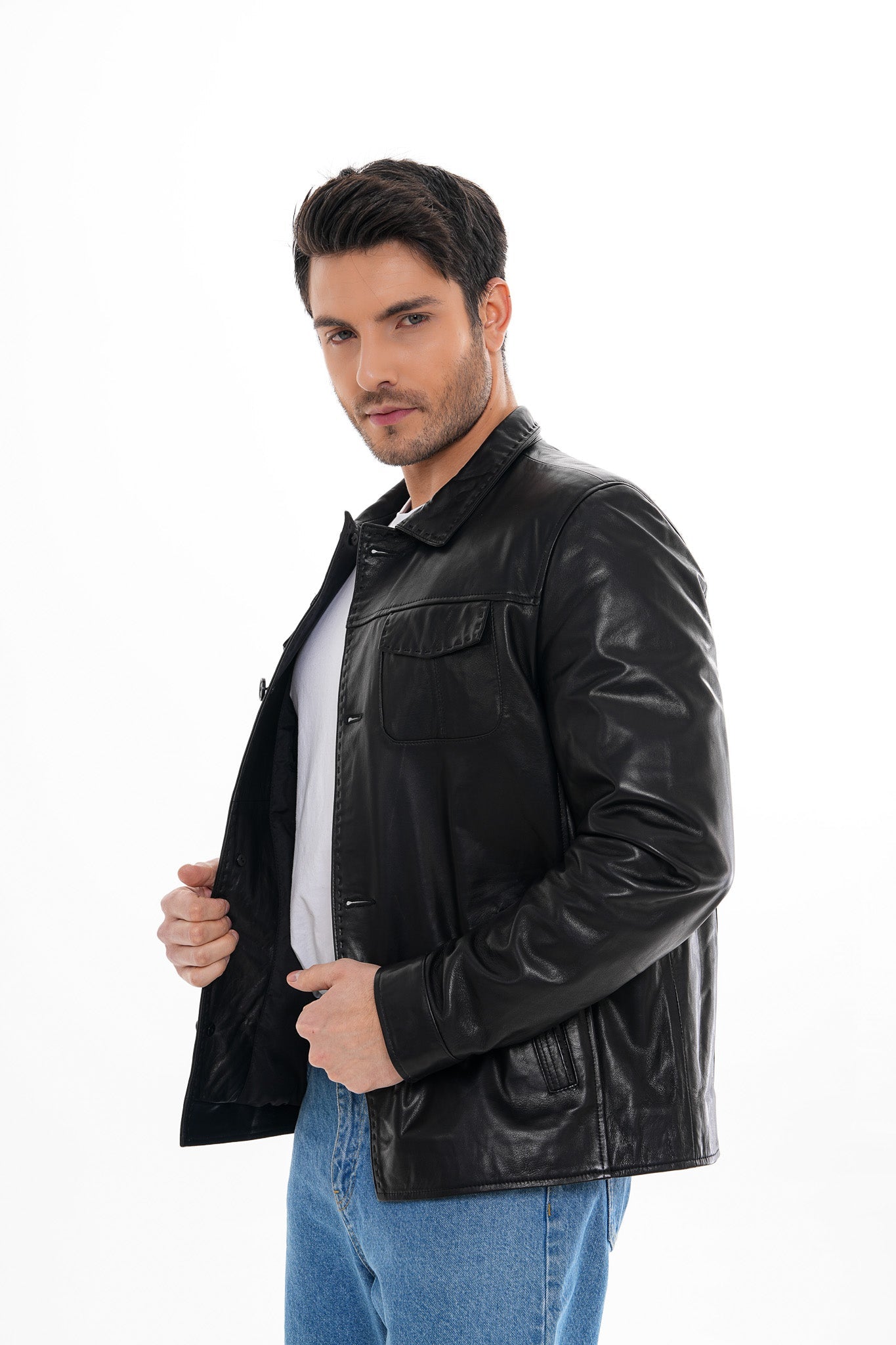 The Mantua Black Leather Jacket For Sale
