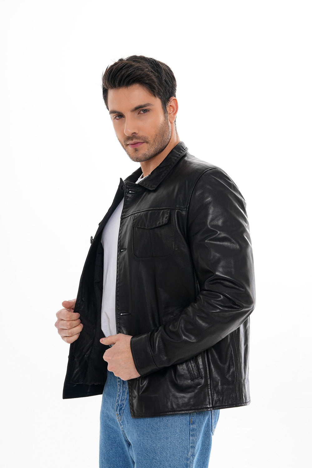 The Mantua Black Leather Jacket For Sale