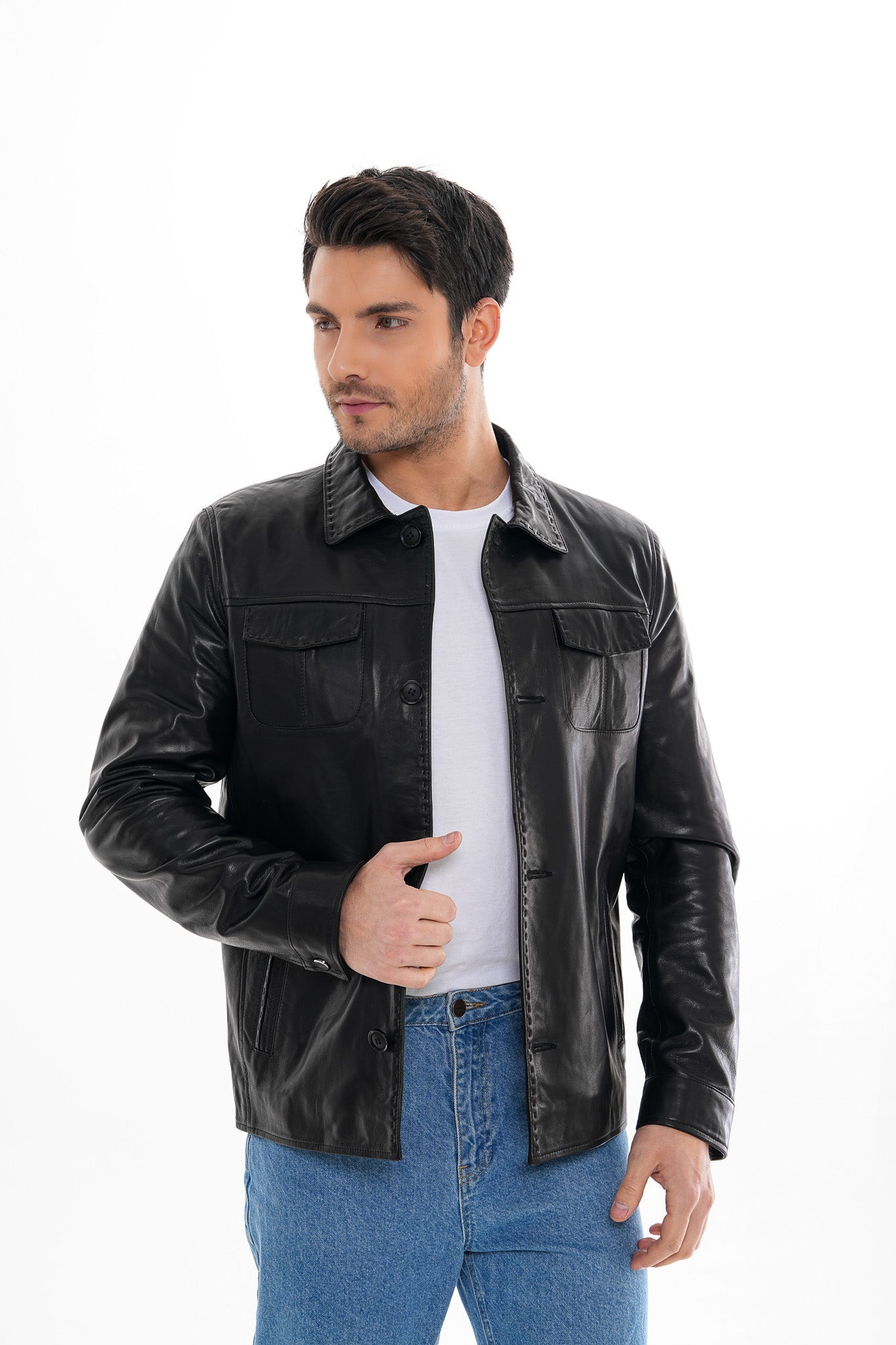 The Mantua Black Leather Jacket For Sale