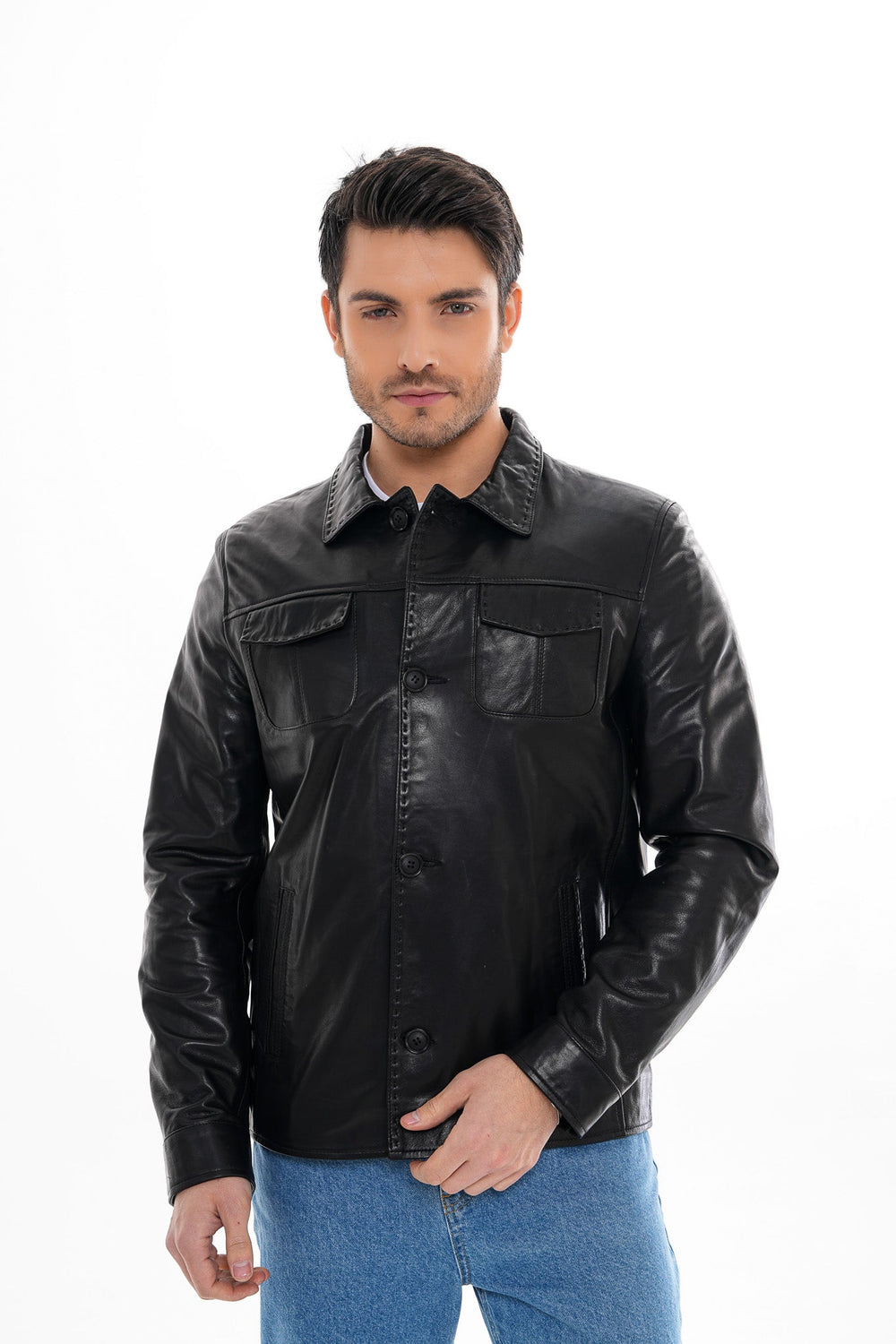 The Mantua Black Leather Jacket For Sale