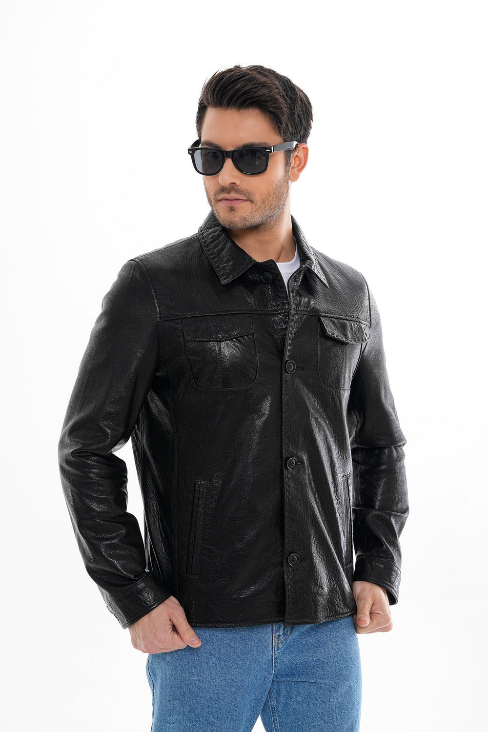 The Mantua Black Pebbled Leather Jacket All New