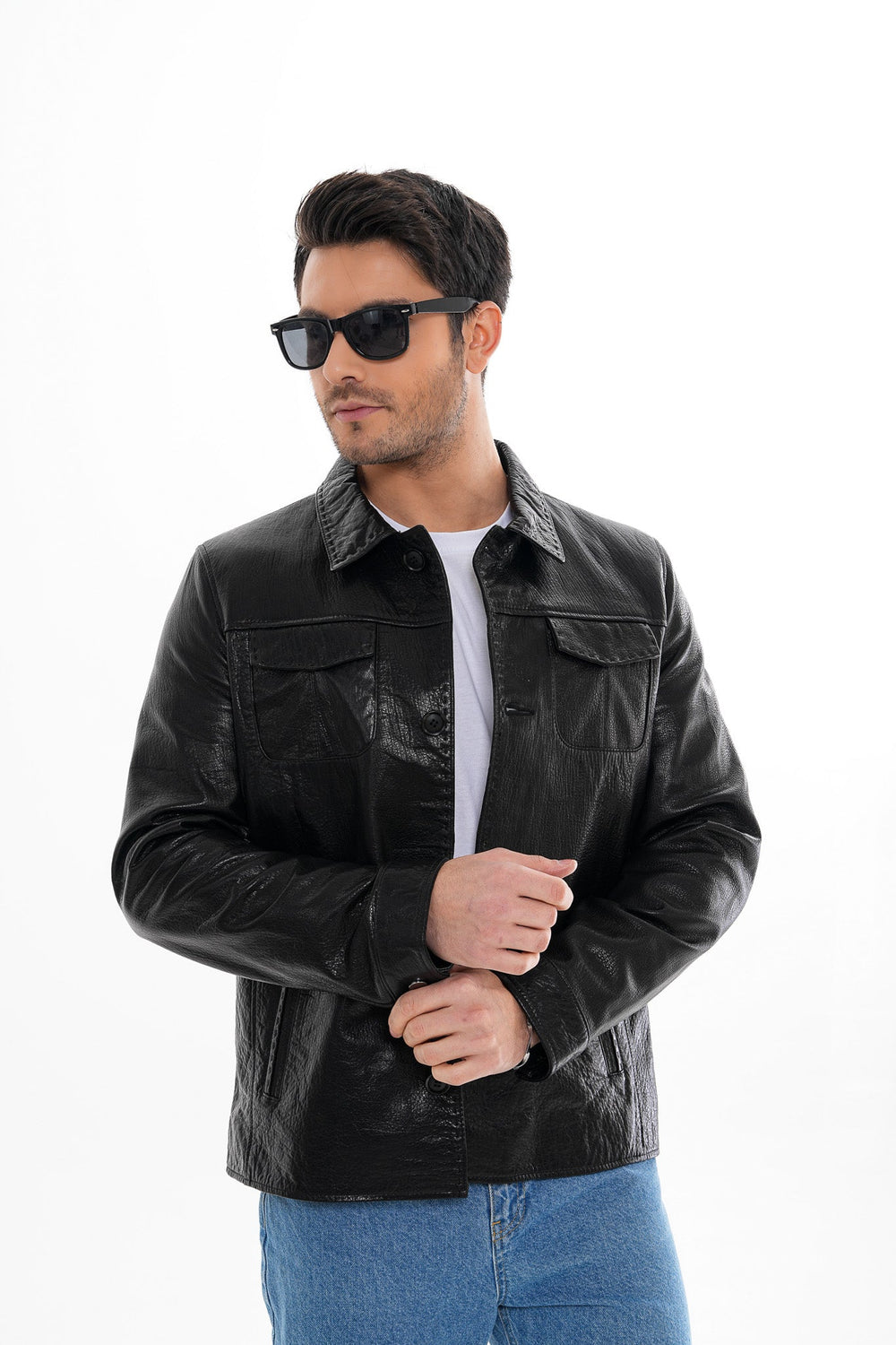 The Mantua Black Pebbled Leather Jacket All New