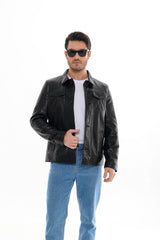 The Mantua Black Pebbled Leather Jacket All New