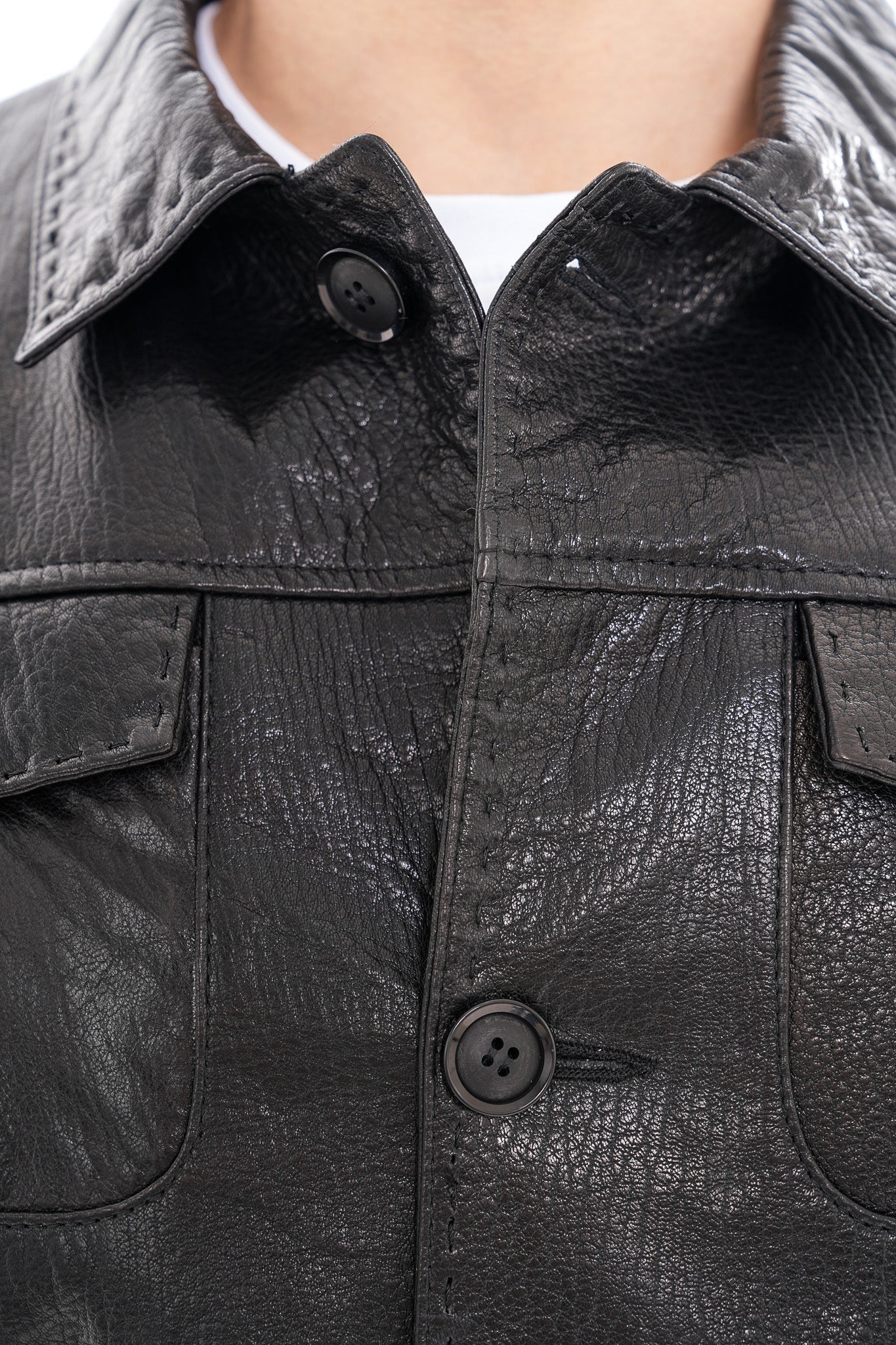 The Mantua Black Pebbled Leather Jacket All New