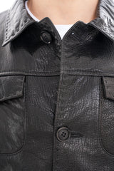 The Mantua Black Pebbled Leather Jacket All New