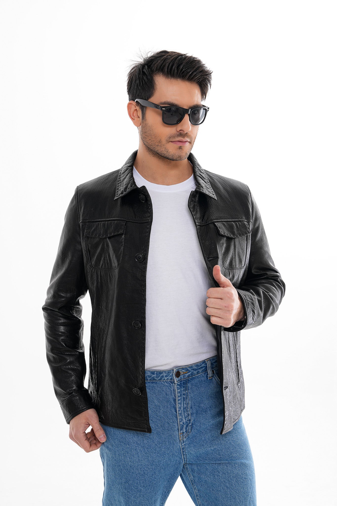 The Mantua Black Pebbled Leather Jacket All New