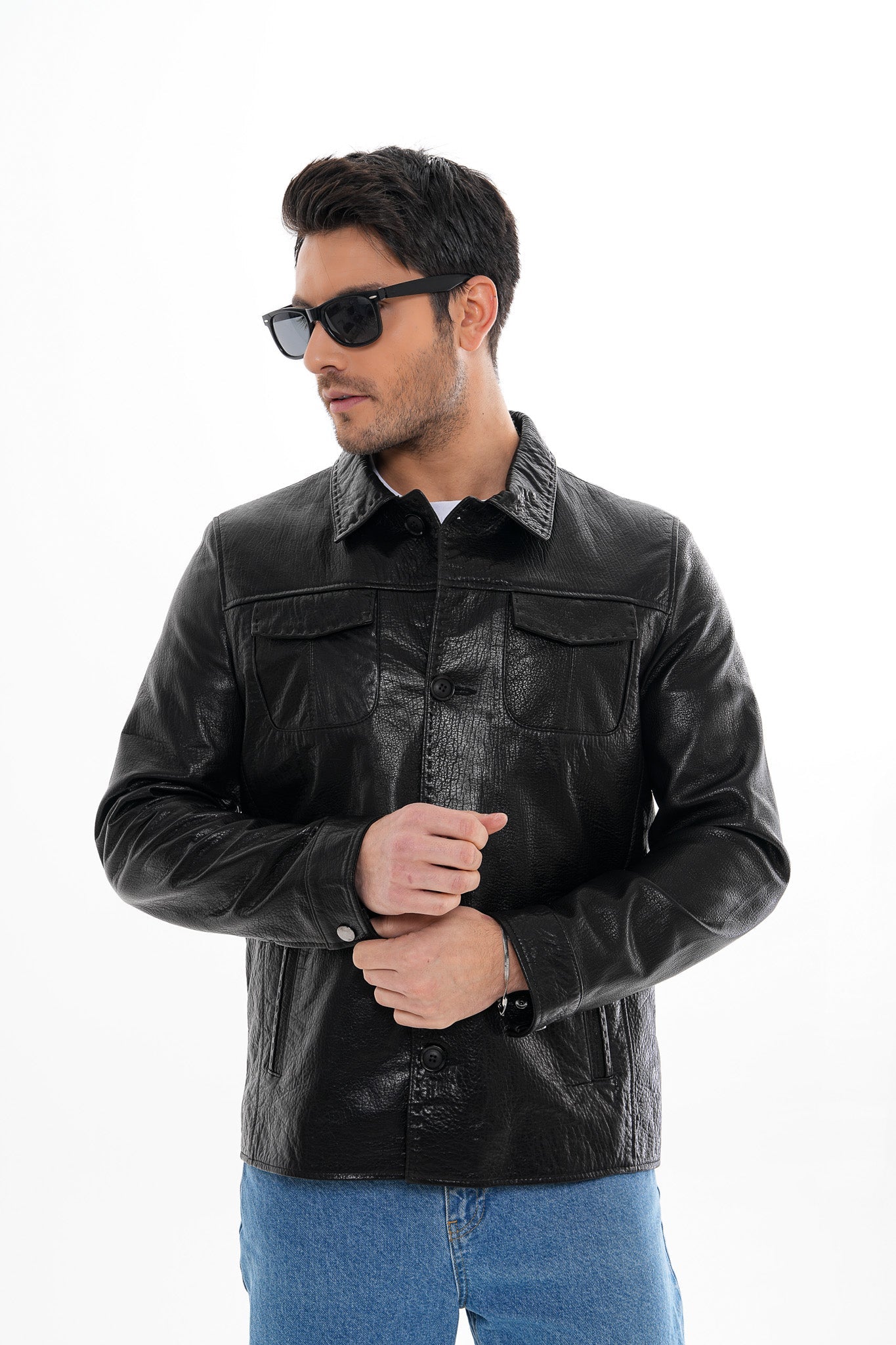 The Mantua Black Pebbled Leather Jacket All New