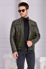The Argento Green Leather Jacket Universal Fit