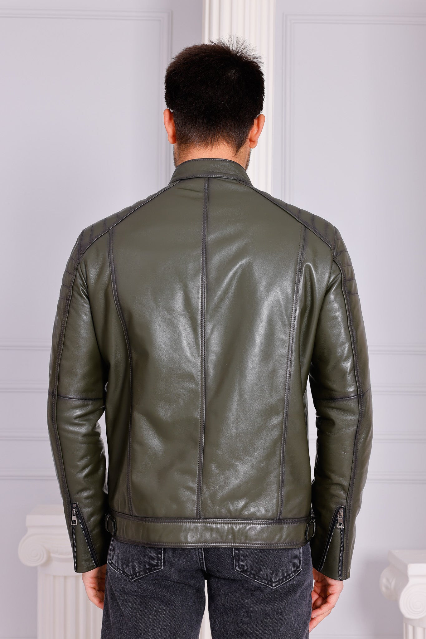 The Argento Green Leather Jacket Universal Fit