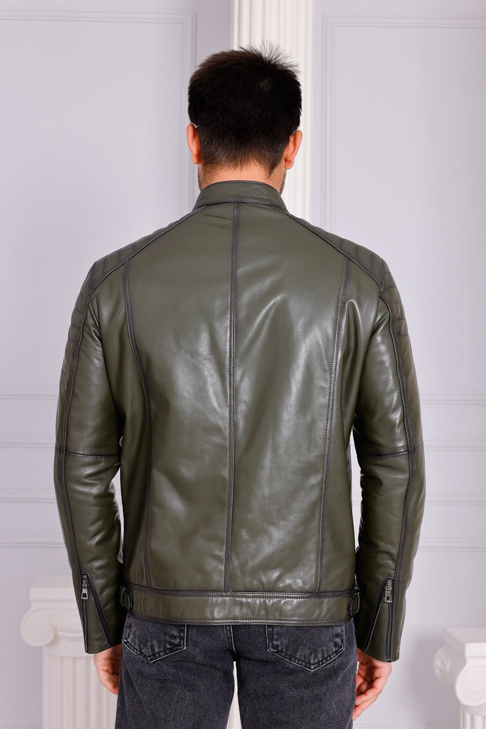 The Argento Green Leather Jacket Universal Fit