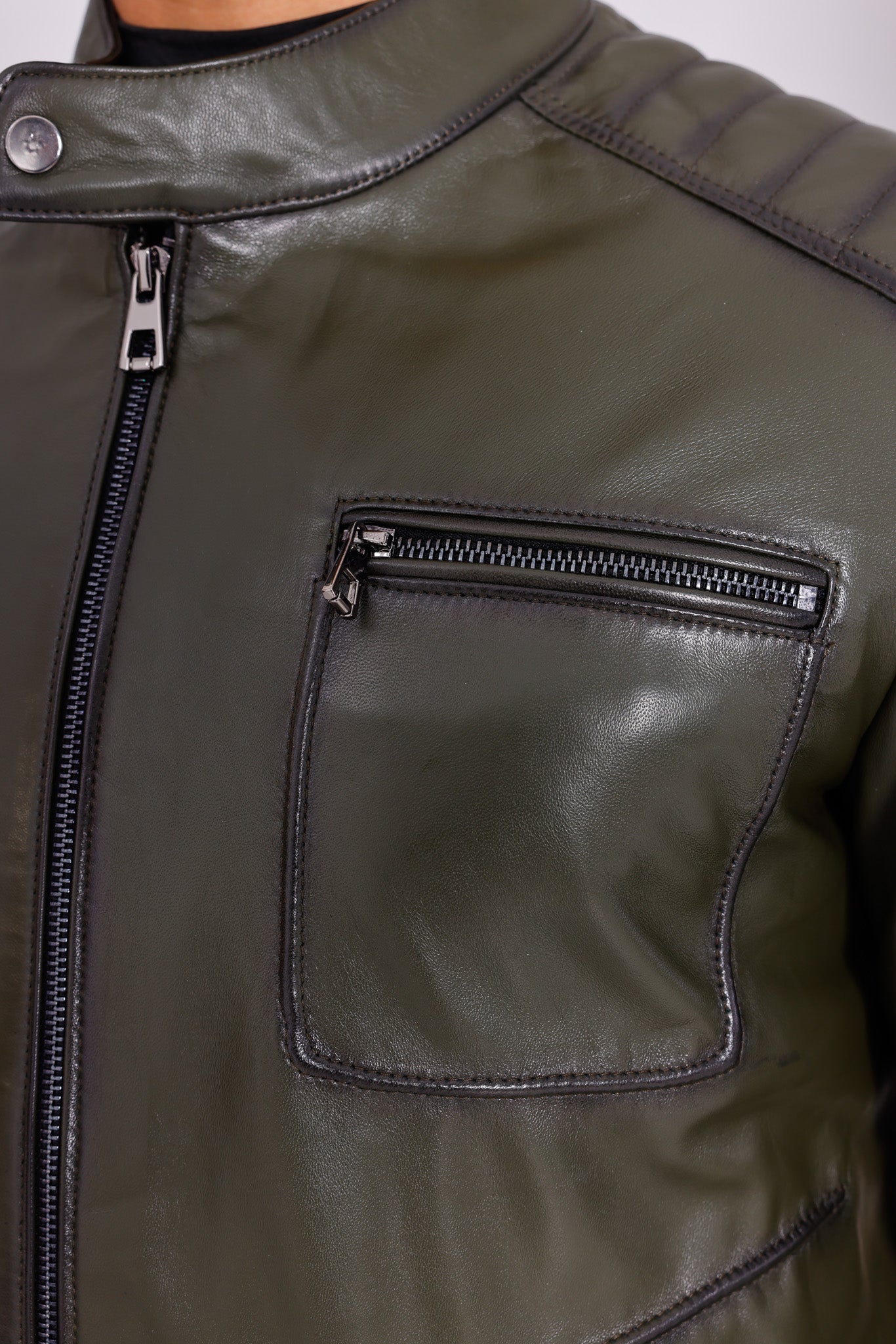 The Argento Green Leather Jacket Universal Fit