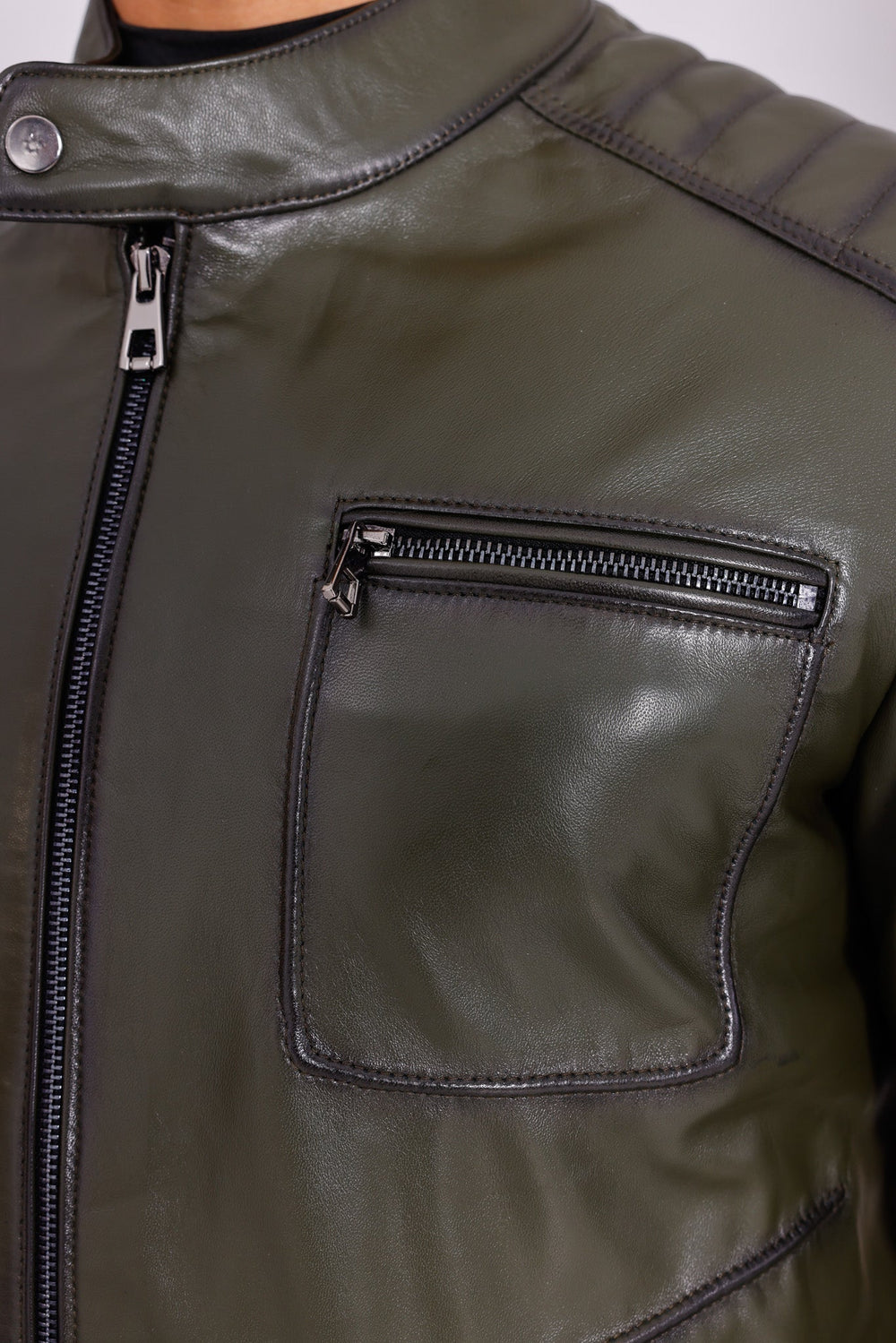 The Argento Green Leather Jacket Universal Fit