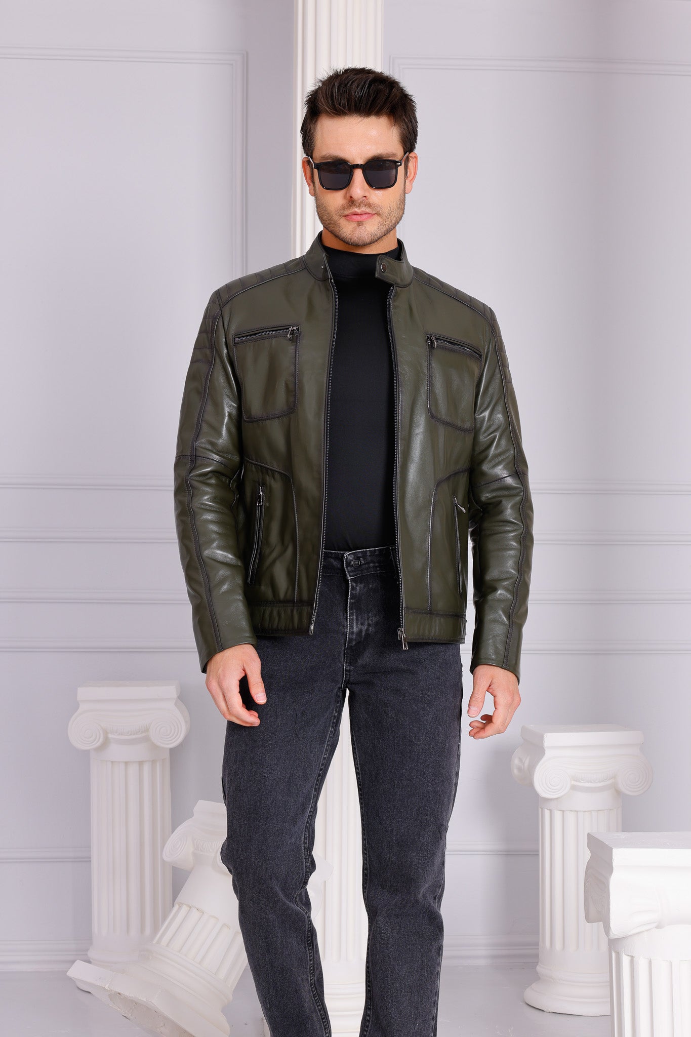 The Argento Green Leather Jacket Universal Fit