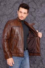 The Argento Brown Leather Jacket Fine Craftsmanship