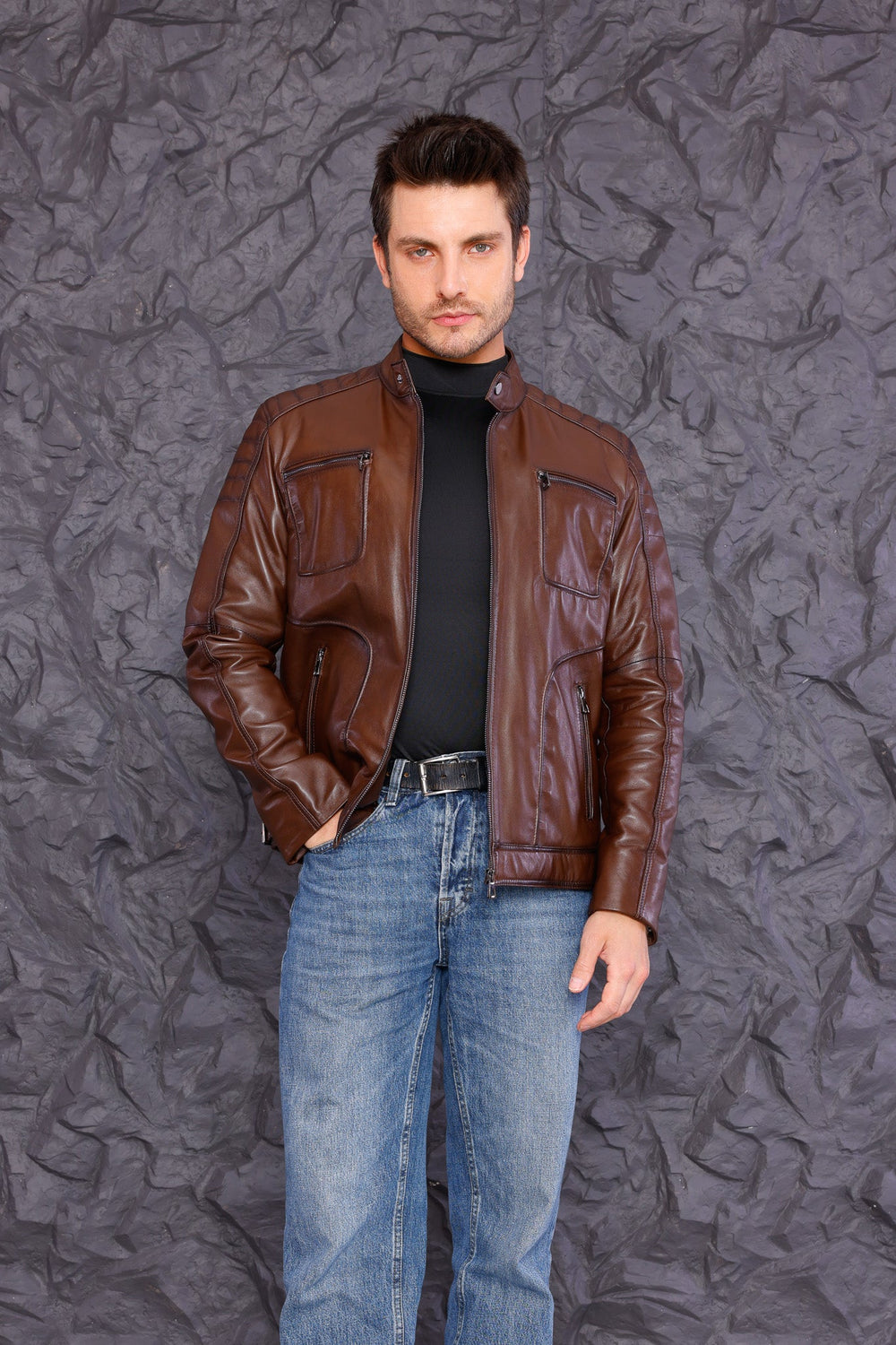 The Argento Brown Leather Jacket Fine Craftsmanship