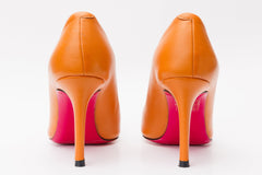 The Maneadero Orange Leather Pump Fuchsia Sole Shoe On Sale