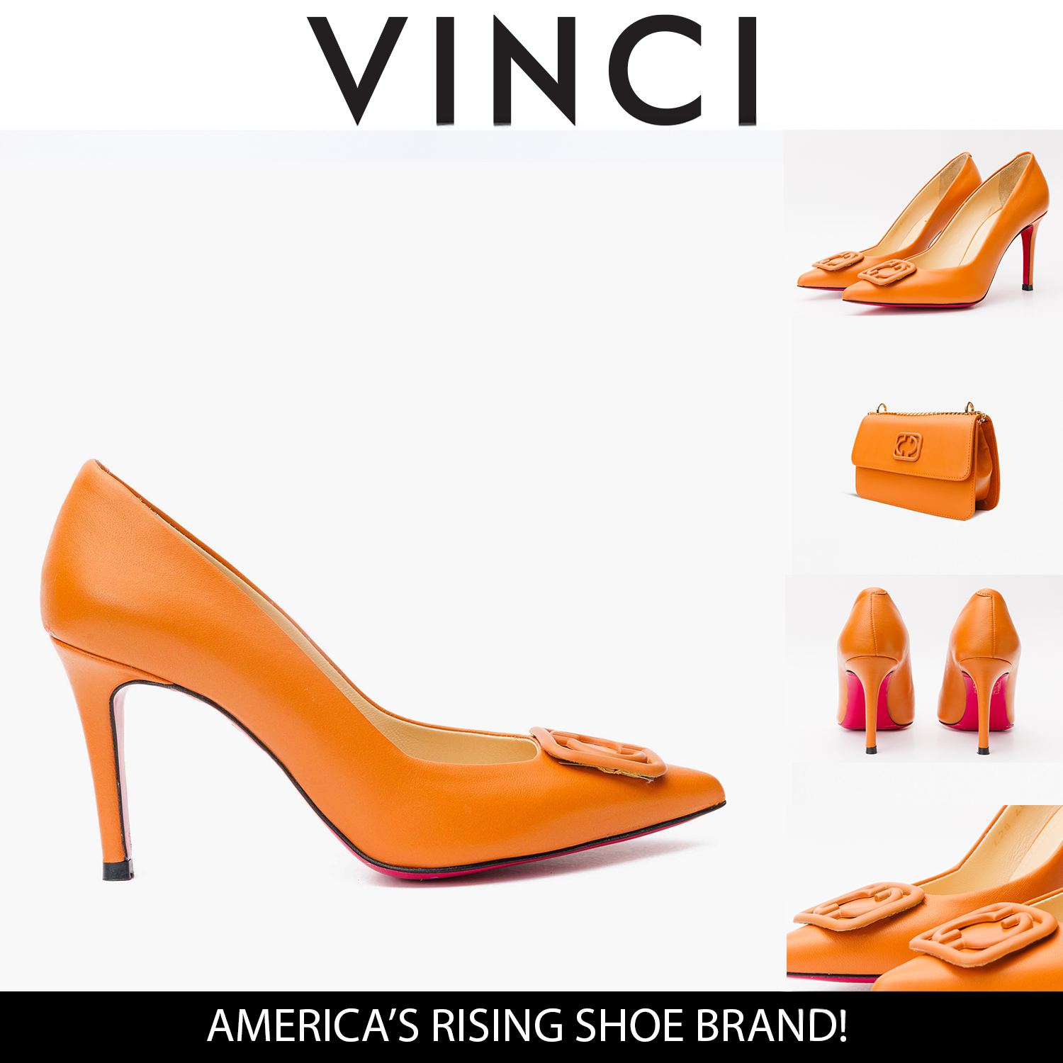 The Maneadero Orange Leather Pump Fuchsia Sole Shoe On Sale