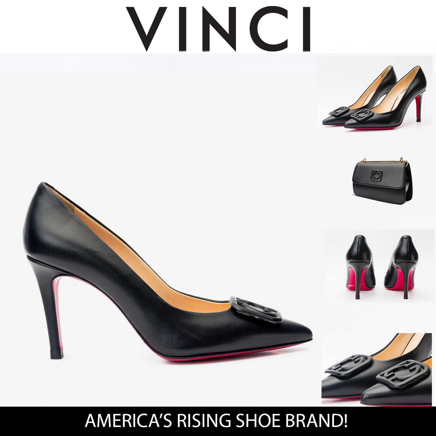 The Maneadero Black Leather Pump Fuchsia Sole Shoe For Sale