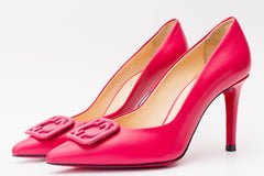 The Maneadero Pink Leather Pump Fuchsia Sole Shoe All New