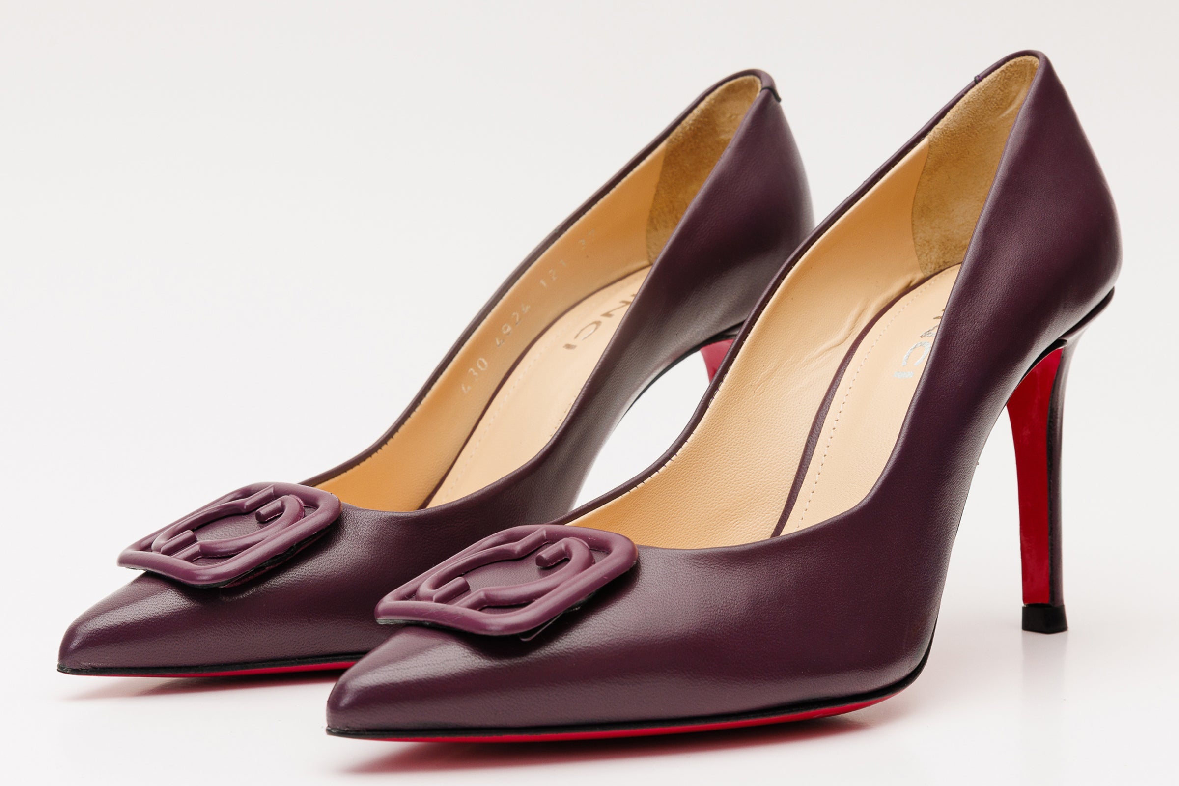 The Maneadero Dark Purple Leather Pump Fuchsia Sole Shoe Exclusive Style