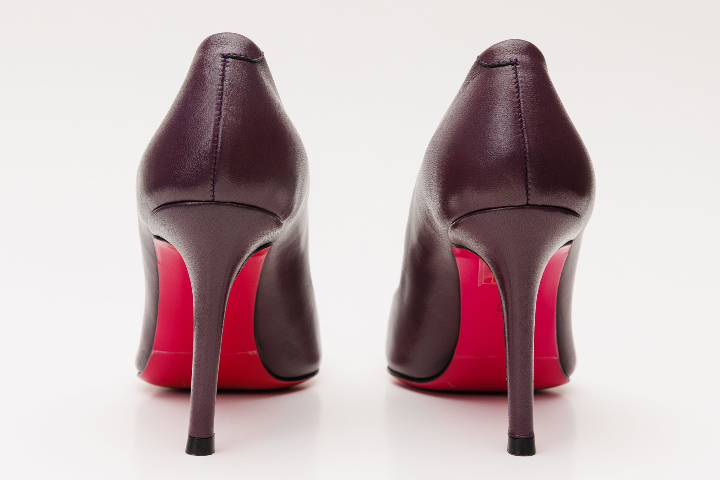The Maneadero Dark Purple Leather Pump Fuchsia Sole Shoe Exclusive Style