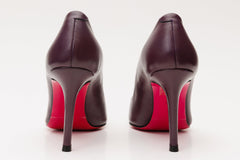 The Maneadero Dark Purple Leather Pump Fuchsia Sole Shoe Exclusive Style