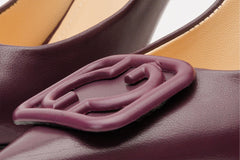 The Maneadero Dark Purple Leather Pump Fuchsia Sole Shoe Exclusive Style