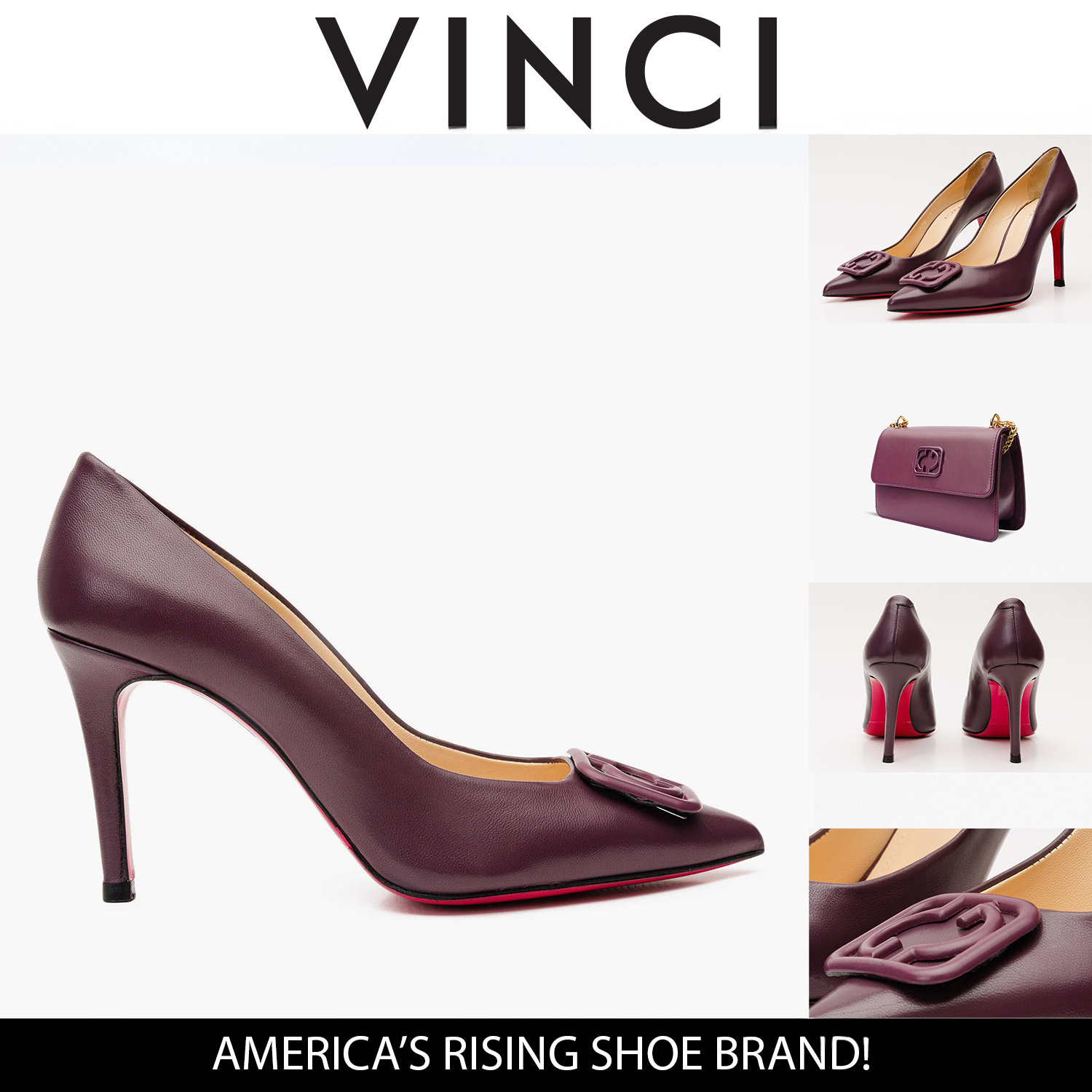 The Maneadero Dark Purple Leather Pump Fuchsia Sole Shoe Exclusive Style