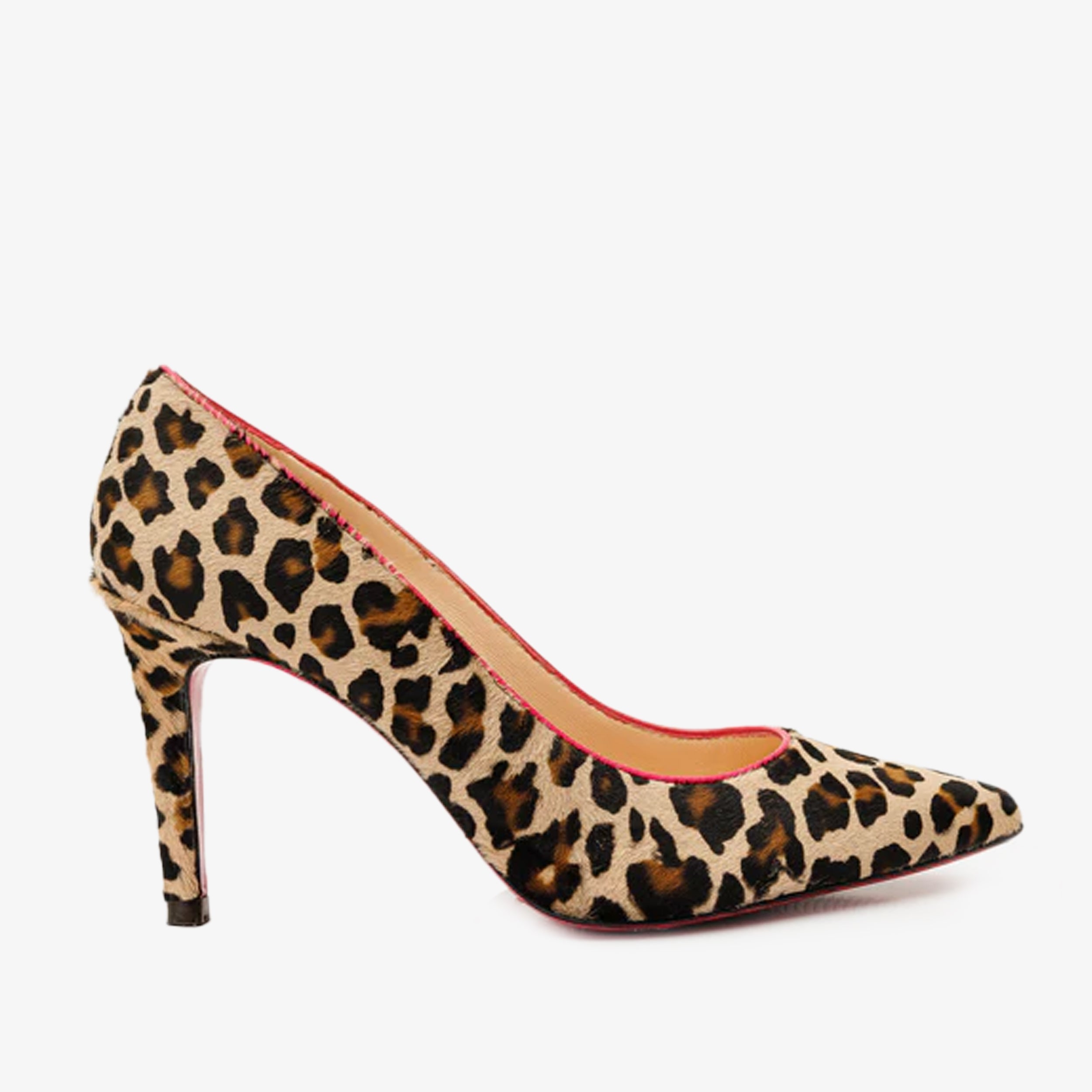The Olbia Leopard Leather Pump Fuchsia Sole Shoe Universal Fit