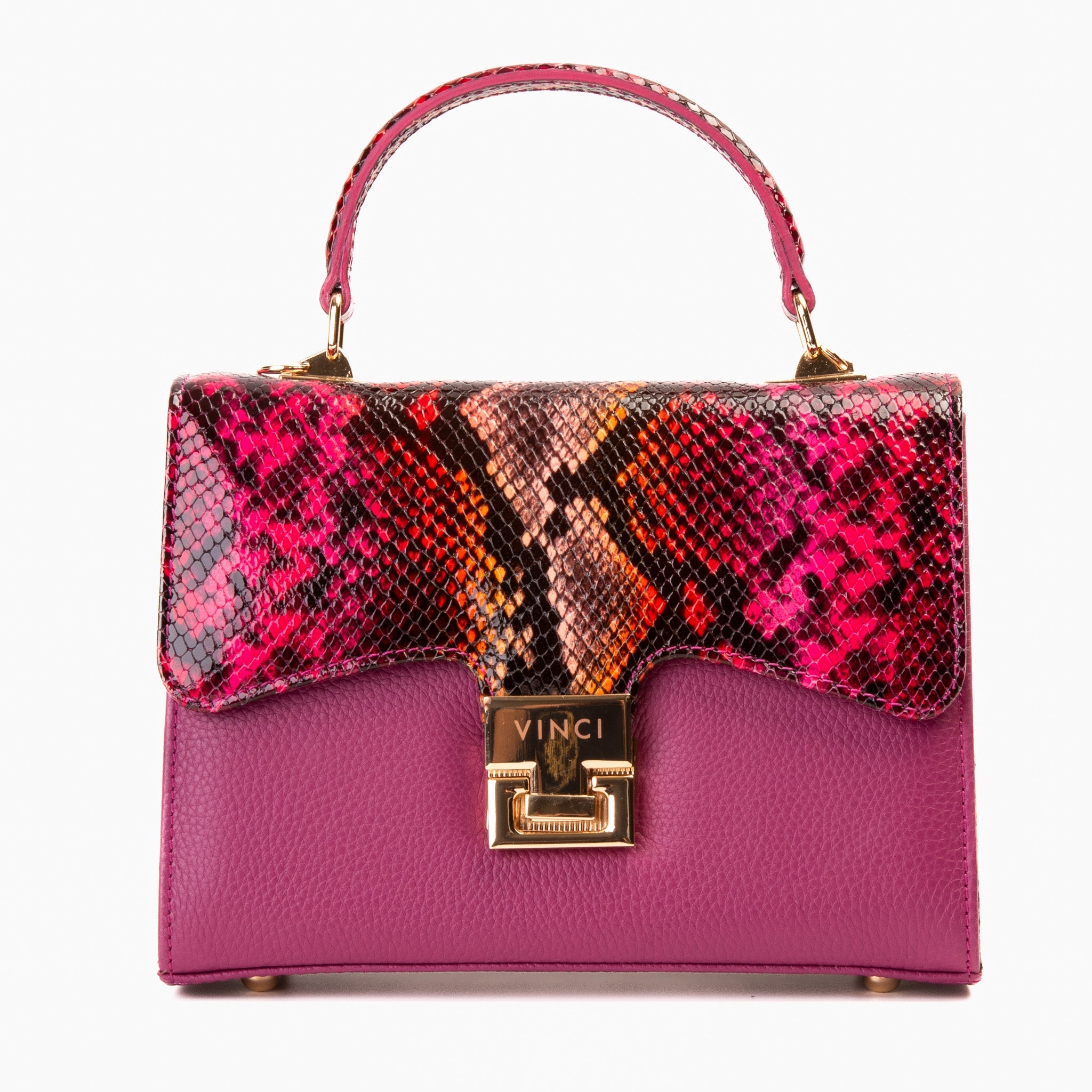The Burano Fuchsia Leather Handbag For Sale