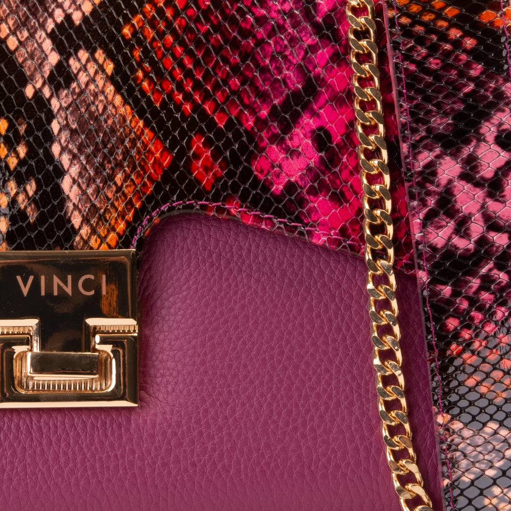 The Burano Fuchsia Leather Handbag For Sale