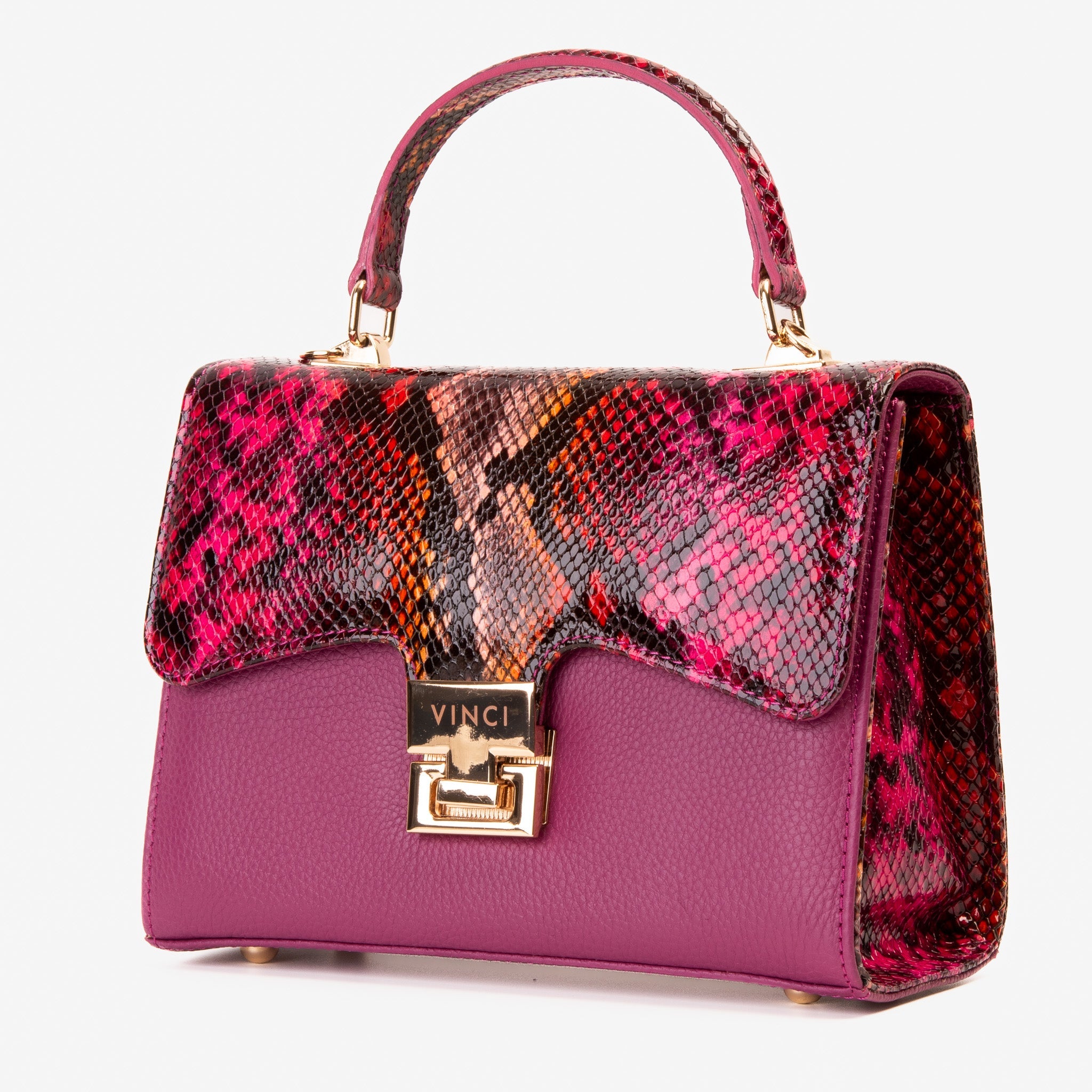 The Burano Fuchsia Leather Handbag For Sale